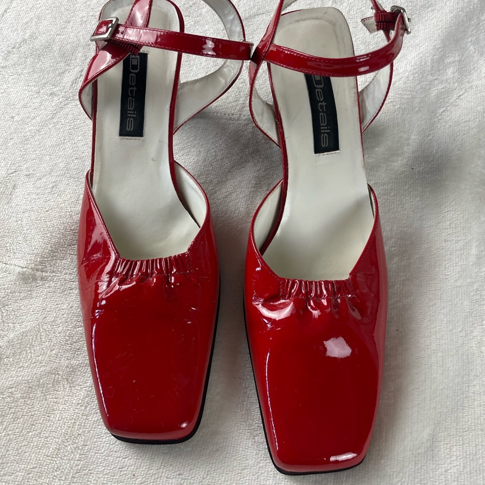 EUC Details Made in Brazil Red Patent Leather Heels Size 8